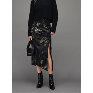 AllSaints carla titania midi skirt black size 12 $219